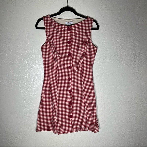 RIHOAS Dresses & Skirts - RIHOAS Red Boat Neck Plaid/Gingham Mini Dress Sz S NWT